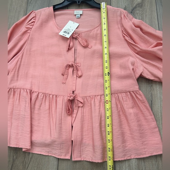 NWT Women’s A New Day Pink Tie Down Flyaway Top - Size L - Picture 10 of 16